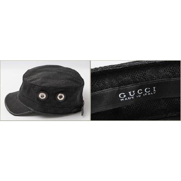 グッチ キャップ GUCCI ミリタリーキャップ/帽子 GGブラック/ブラック
