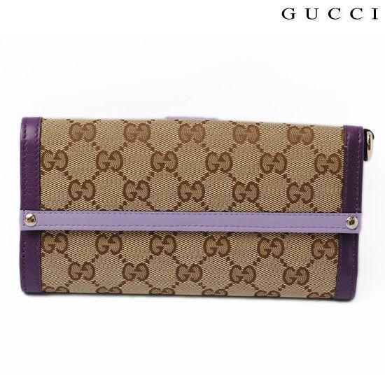 グッチ 財布 GUCCI ダブルホック長財布 GGベージュ/ブラウン　パープル 282429 FVEMG 8854｜brand-pit｜02