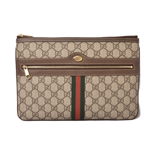 グッチ クラッチバッグ/クラッチポーチ GUCCI GGスプリーム ブラウン/ベージュ ウェブライン 517551 アウトレット