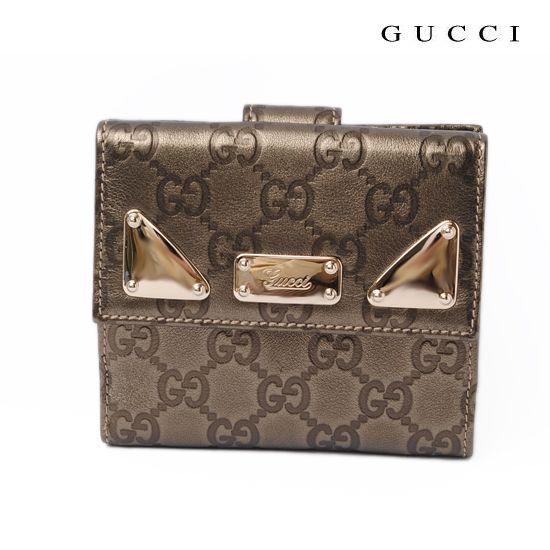 GUCCI グッチ ダブルホック　折財布　グッチシマ　メタリック/ダークゴールド　181896 A0A1G 1162【新品】【送料無料】｜brand-pit｜02