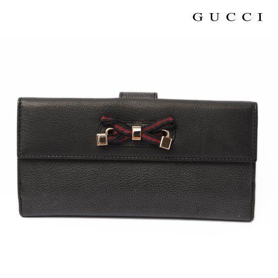 グッチ 財布 GUCCI 2折長財布 ブラック ウェビングリボン レッド 