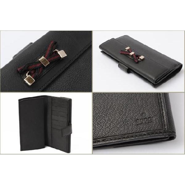 グッチ 財布 GUCCI 2折長財布 ブラック ウェビングリボン レッド 