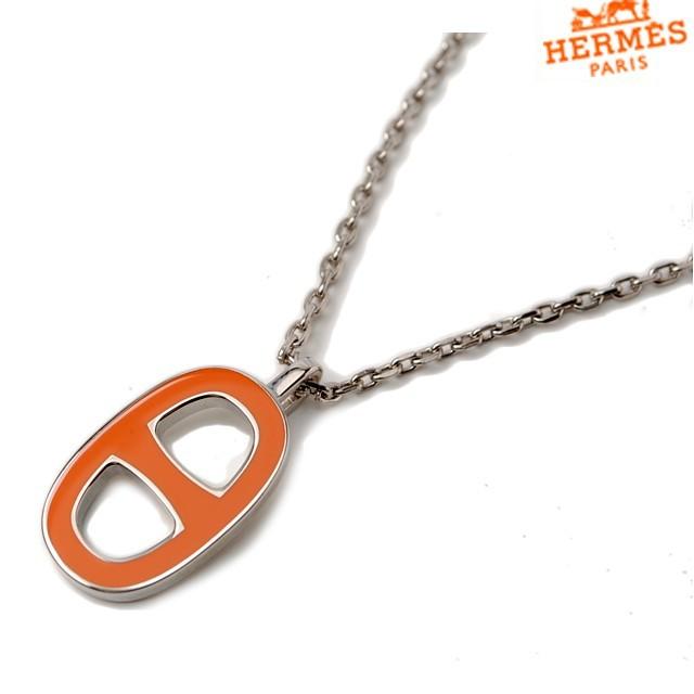HERMES エルメス ネックレス イリアード シェーヌダンクル オレンジ 