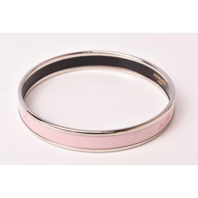 エルメス HERMES エマイユ PM 腕輪 バングル シルバー ピンク