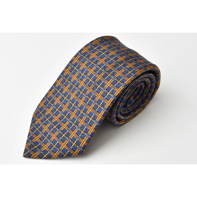 HERMES（エルメス） ネクタイ シルク100% ネイビー/イエロー爆買