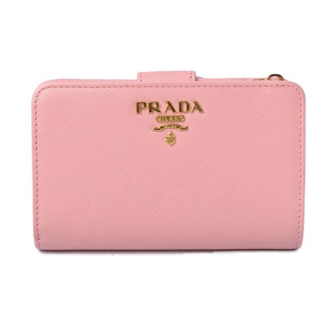 プラダ アウトレット 未使用 財布 PRADA 折財布 1ML225 SAFFIANO METAL/サフィアノメタル PETALO/ピンク｜brand-pit