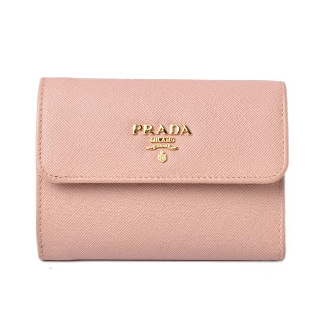 プラダ 財布/３つ折り PRADA 折財布 SAFFIANO METAL/レザー ORCHIDEA