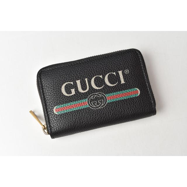 グッチ コインケース/カードケース GUCCI ミニ財布/小銭入れ ヴィンテージロゴ プリント ブラック 496319｜brand-pit｜02