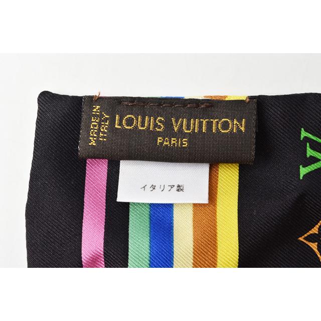 ルイヴィトン ツイリースカーフ LOUIS VUITTON マルチカラー リボンスカーフ 黒/マルチカラー M71992 レディースシルク100%｜brand-pit｜03