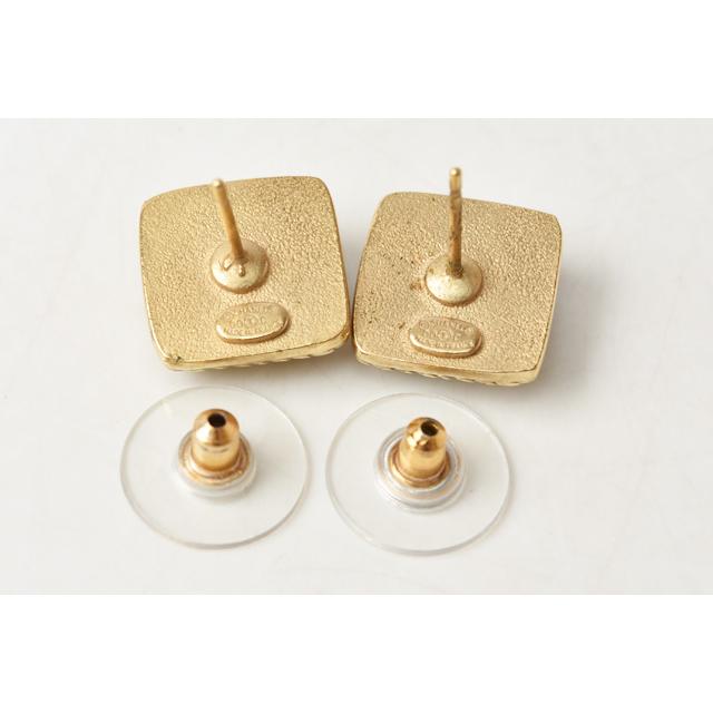 CHANEL シャネル ピアス スクエア クリア/ゴールド CC/ココマーク 