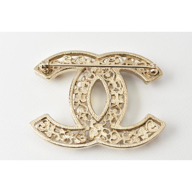 シャネル ブローチ CHANEL ピンブローチ ココマーク/ラインストーン