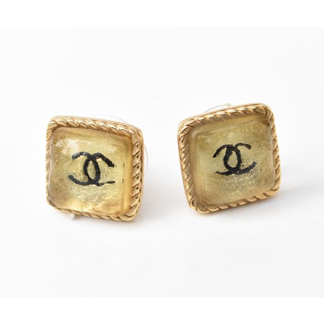 CHANEL シャネル ピアス スクエア クリア/ゴールド CC/ココ CHANEL シャネル ピアス スクエア クリア/ゴールド CC/ココ