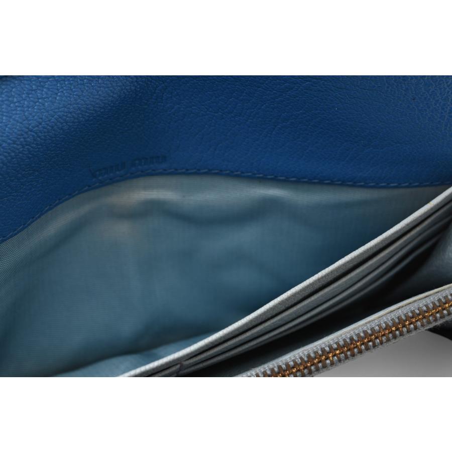 ミュウミュウ 財布 miumiu パスケース付 5MH109 MADRAS/マドラス MAREA/MARE ブルー/ライトブルー 未使用 わけあり【中古】 miu miu（ミュウミュウ） 財布 パスケース付 5MH109 MADRAS/マドラス