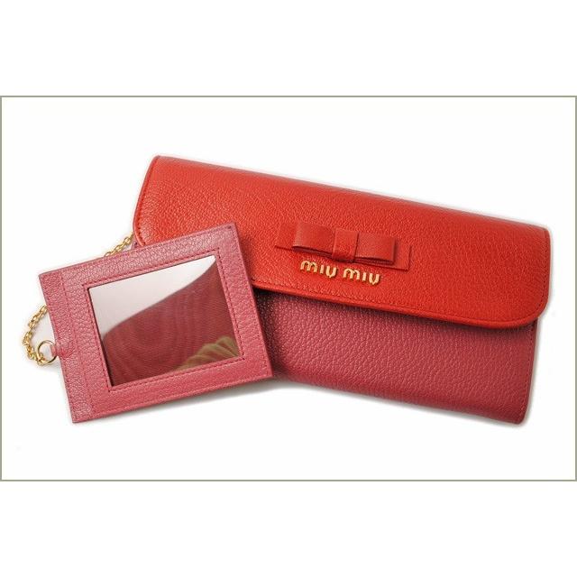 miu ミュウミュウ 財布 miumiu パスケース付 5M1109 MADRAS BICOLORE 