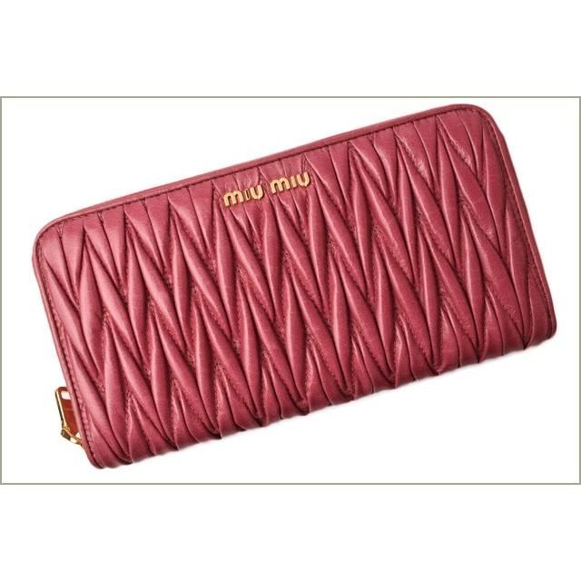 【美品】miu miu マテラッセ 長財布 PEONIA miu miu（ミュウミュウ） 財布 長財布 5ML506 MATELASSE'LUX