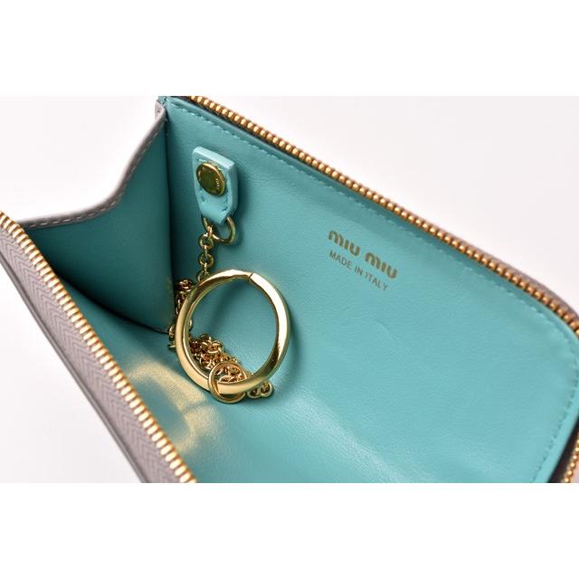 miumiu キーケース　青緑　値下げ交渉可 miu ミュウミュウ キーケース/コインケース miumiu キーリング付