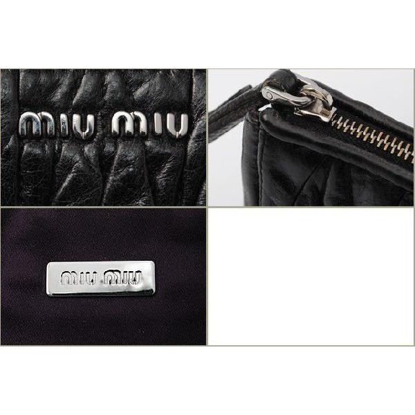 miu miu ミュウミュウ ミニクラッチバッグ/ポーチ　5N1455 マテラッセ　ヴィンテージレザー　ブラック/BLACK シルバー金具｜brand-pit｜04