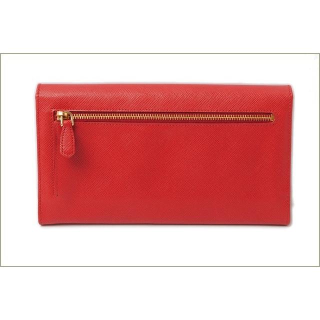 プラダ 長財布/コンパクトクラッチ PRADA SAFFIANO METAL/サフィアノ　1M1311　ルージュレッド アウトレット爆買の画像