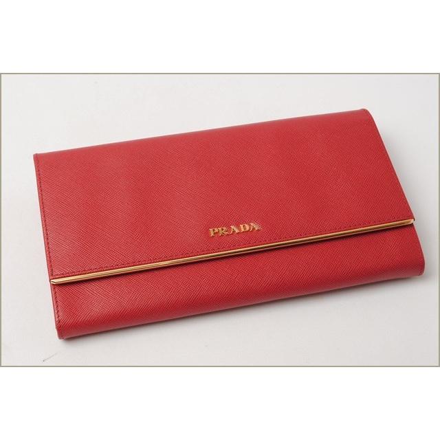 プラダ 長財布/コンパクトクラッチ PRADA SAFFIANO METAL/サフィアノ　1M1311　ルージュレッド アウトレット爆買の画像
