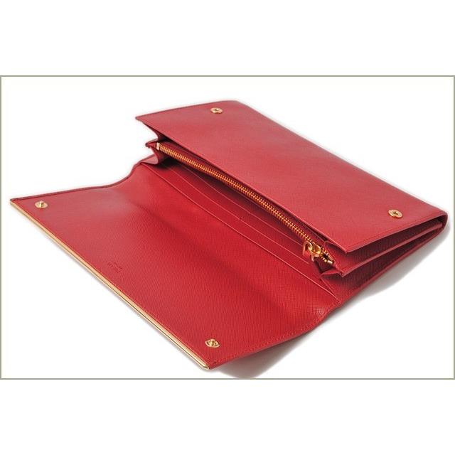 プラダ 長財布/コンパクトクラッチ PRADA SAFFIANO METAL/サフィアノ　1M1311　ルージュレッド アウトレット爆買の画像