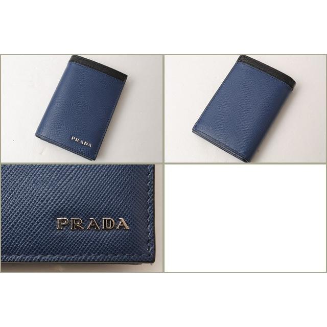 プラダ カードケース/名刺入れ PRADA 2M0945 SAFFIANO RIGA/型押しレザー　BLUETTE/NERO ブルー/ブラック｜brand-pit｜04