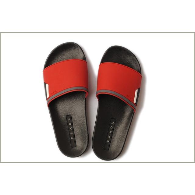 プラダ メンズ サンダル PRADA スリッパ ラバーサンダル レッド