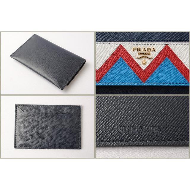 プラダ カードケース/折財布 PRADA 1MC004 SAFFIANO GRECHE/型押しレザー BALTICO/ROSSO ネイビー/レッド爆買の画像