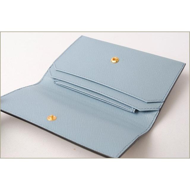 プラダ カードケース/折財布 PRADA 1MC004 SAFFIANO GRECHE/型押しレザー ASTRAL/SOLE ブルー/イエロー爆買の画像