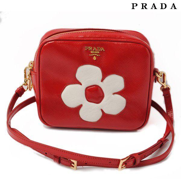 PRADA プラダ ショルダーバッグ/ポーチ　2way　ストラップ付　パテントレザー　フラワーモチーフ　ROSSO+BIANCO　BP610M｜brand-pit｜02