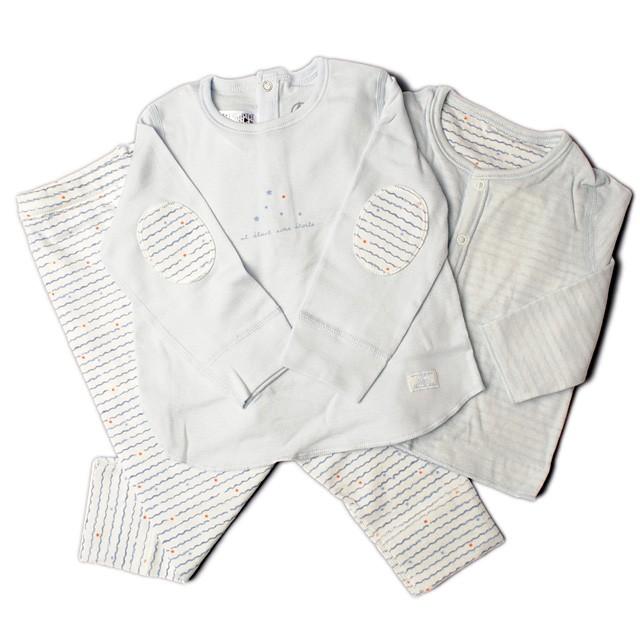 PETIT BATEAU（プチバトー） パジャマ上下/長袖肌着 3点セット ベビー 
