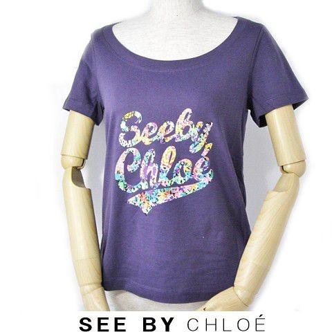 SEE BY CHLOE（シーバイクロエ） 半袖Tシャツ レインボーロゴ/パープル
