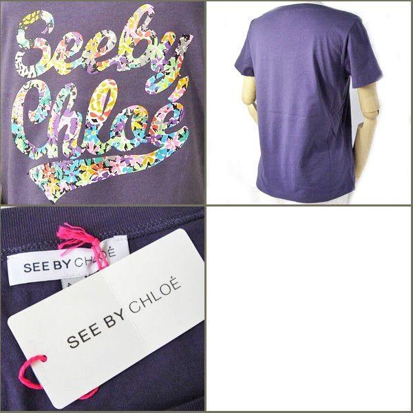 SEE BY CHLOE シーバイクロエ 半袖Tシャツ レインボーロゴ/パープル 