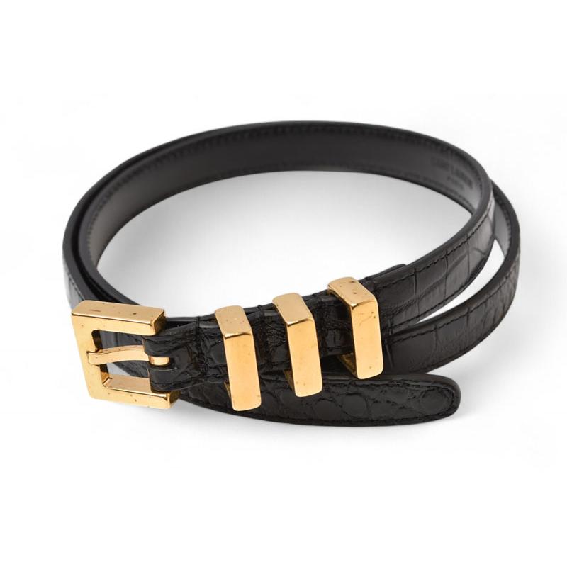 サンローラン ベルト レディース SAINT LAURENT クロコダイルエンボス