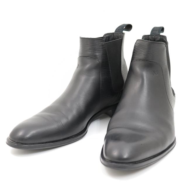 低価格の Louis 美品 正規品 即決 V1258 Vuitton 1 2 サイズ9 St0198 ブラック メンズ サイドゴア ショートブーツ レザー ルイヴィトン ブーツ Www Mohanvilaas Com