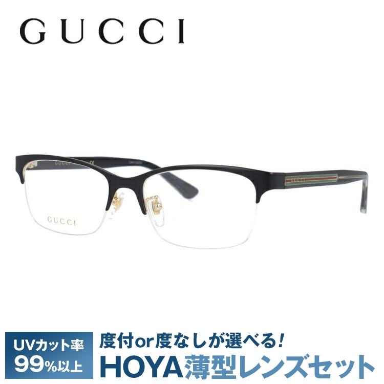 グッチ GUCCI メガネ 眼鏡 フレーム 度付き 度入り 伊達 アジアンフィット GG0387OJ 001 55 ウェブストライプ30,000円