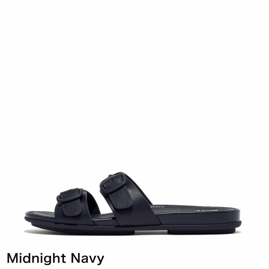 【国内正規品】fitflop フィットフロップ スライドサンダル GRACIE RUBBER-BUCKLE TWO-BAR LEATHER SLIDES FV1 体圧分散 衝撃吸収 クッション性｜brand-tankentai｜02