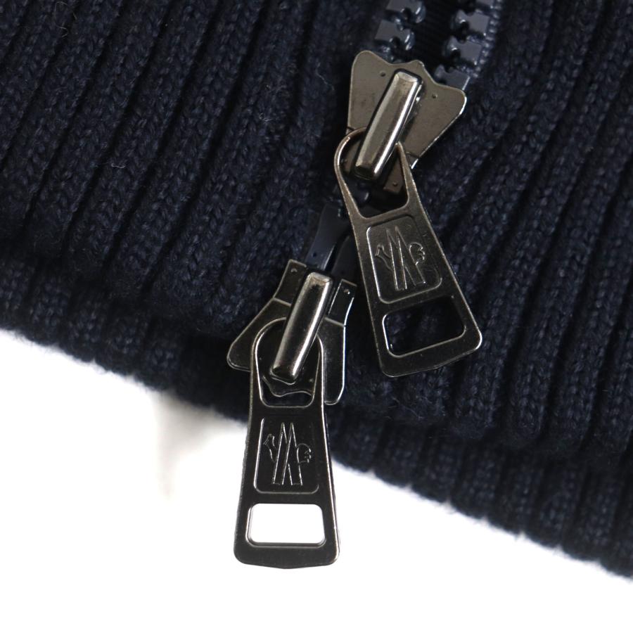 美品 MONCLER モンクレール 2019年製 MAGLIONE ニット切替 フード・ロゴワッペン付き WZIP ダウンジャケット ネイビー L 正規品 メンズ｜brand-td-store｜06