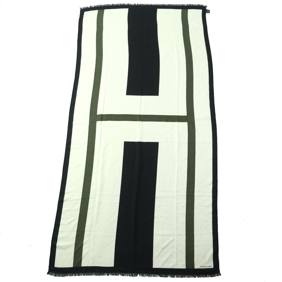 HERMES 極美品 エルメス ビッグHロゴ カシミヤ シルク 大判 HERMES 極美品 エルメス ビッグHロゴ カシミヤ シルク 大判