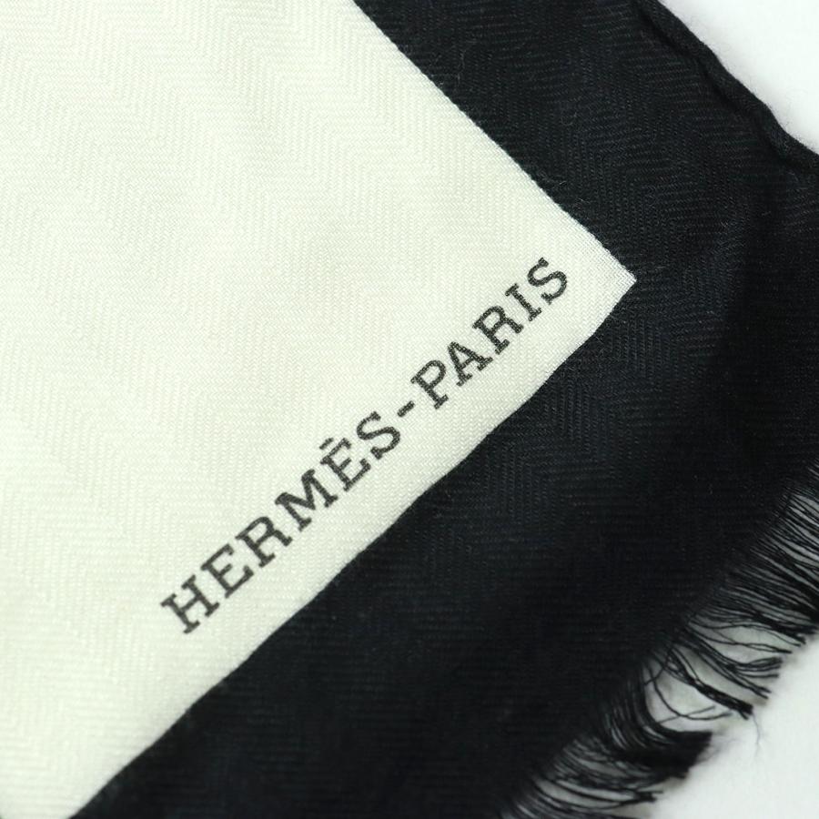 極美品 HERMES エルメス ビッグHロゴ カシミヤ シルク 大判 ストール 