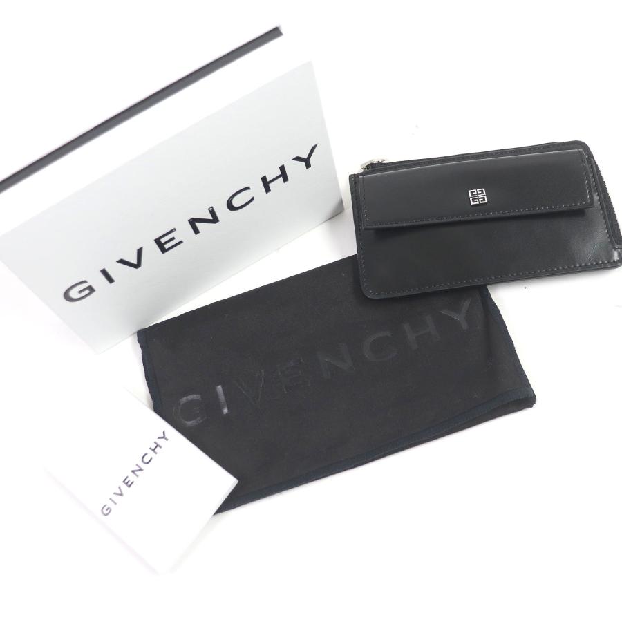 極美品 GIVENCHY ジバンシィ 定価64900円 BB60JBB15S-001 4G シルバーロゴ金具 ジップ レザー カードホルダー 名刺入れ 黒 イタリア製｜brand-td-store｜02