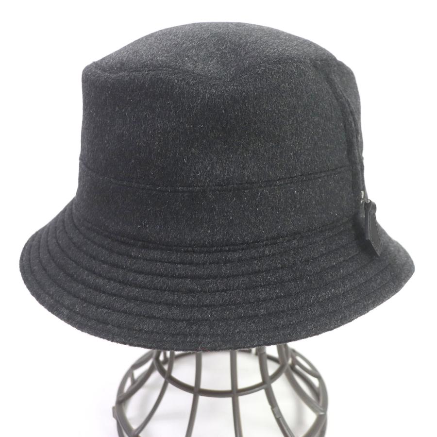極美品 HERMES エルメス ジップデザイン カシミヤ100％ バケットハット 