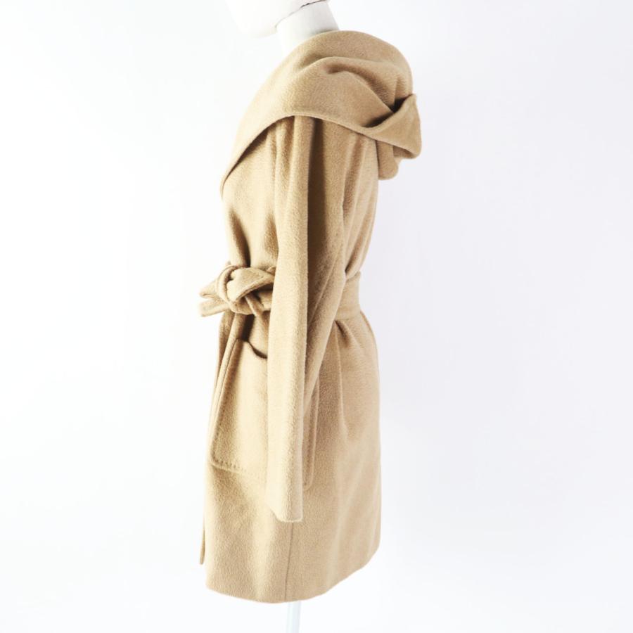 美品 Max Mara マックスマーラ リアルト 白タグ キャメル100％ ベルト・フード付き ラップコート キャメル 36 イタリア製 正規品 レディース Max Mara（マックスマーラ） 美品 リアルト 白タグ キャメル100