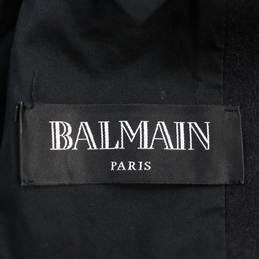 極美品 BALMAIN バルマン ウール100％ エンブレムボタン メルトンダブルブレストコート Pコート ブラック 44 正規品 メンズ｜brand-td-store｜06