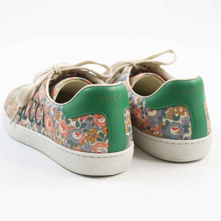 美品●GUCCI グッチ 636357 ACE FLORAL LIBERTY リバティ レザー 花柄 ローカットスニーカー マルチカラー 8 イタリア製 メンズ｜brand-td-store｜06