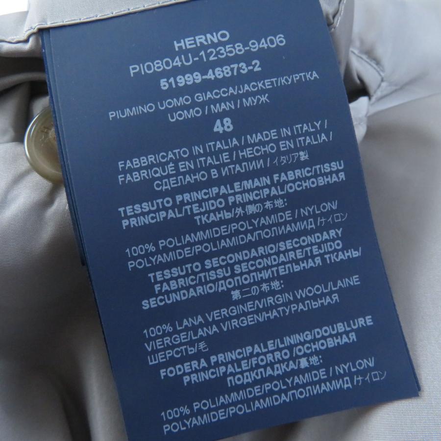 極美品☆HERNO ヘルノ Globe グローブ 2021年製 PI0804U ナイロン ウール 切替 ダウンコート グレー 48 イタリア製 正規品 メンズ｜brand-td-store｜09