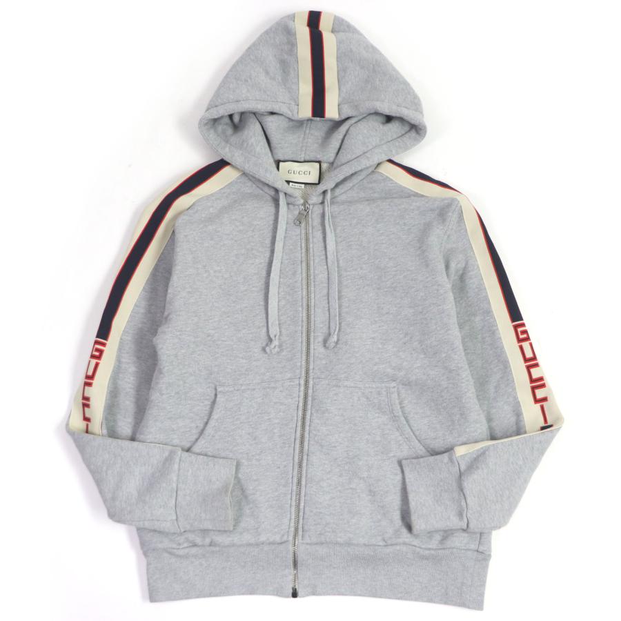 美品□GUCCI グッチ 497250 コットン100％ サイドロゴライン ジップ 