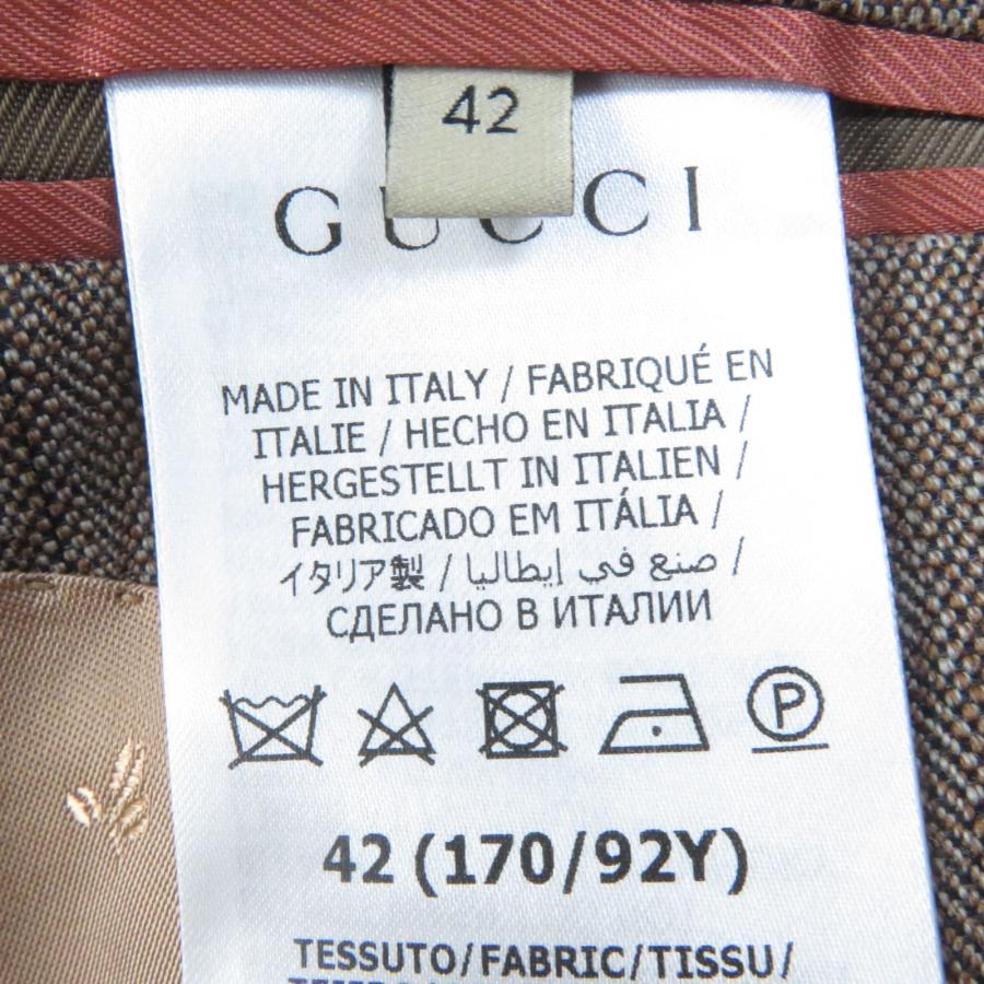 未使用品☆GUCCI グッチ 2022年製 691270 ウール ストライプ柄 テーラードジャケット ブラウン 42 イタリア製 正規品 レディース｜brand-td-store｜08