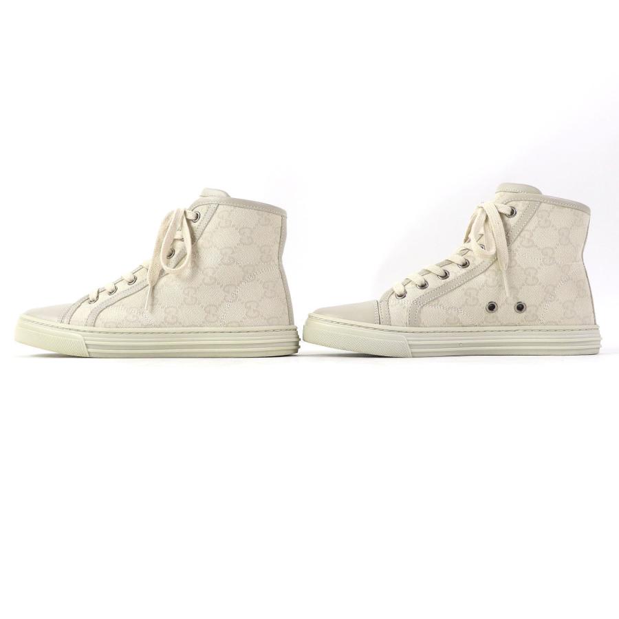 GUCCI 美品△GUCCI グッチ 426186 レザー使い GGキャンバス ハイカット 