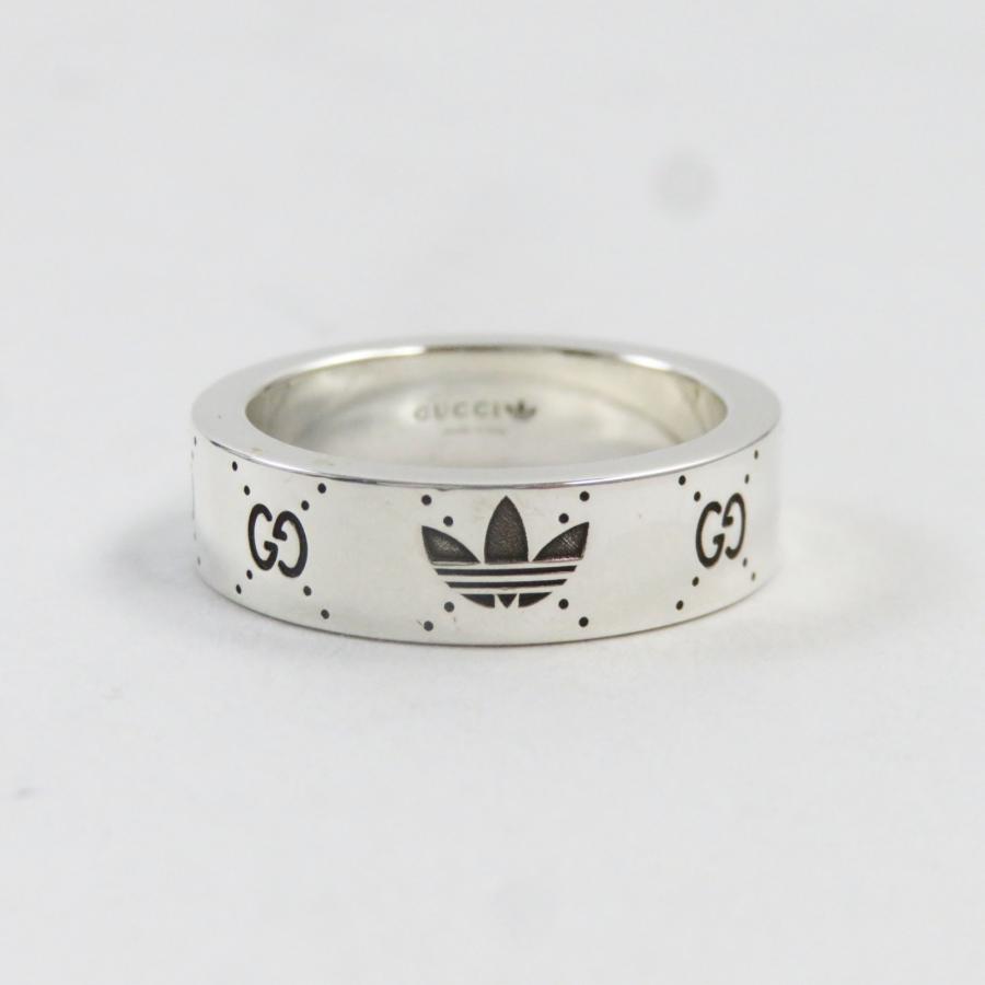 極美品●GUCCI グッチ adidas アディダス 702764 エングレービングリング AG925 指輪 アクセサリー シルバー 16号 伊製 重量8.38g メンズ｜brand-td-store｜03