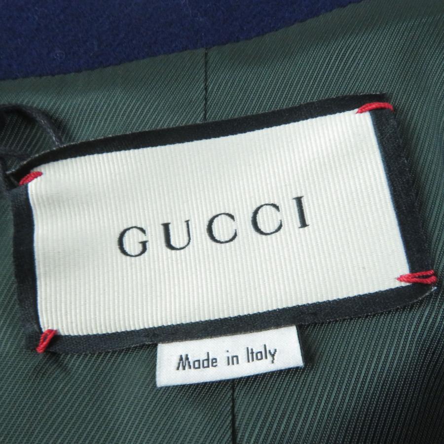 未使用品☆GUCCI グッチ 602562 ホースビット金具付 レザーパイピング ノーカラーコート ネイビー 36 イタリア製 正規品 レディース｜brand-td-store｜07